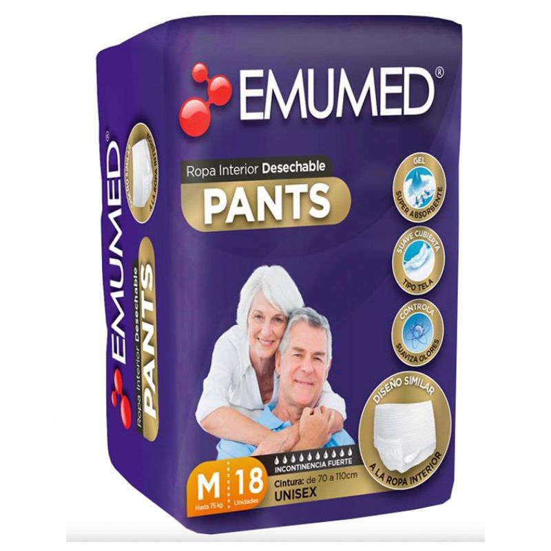 EMUMED - Pañales Adulto - Emumed Pants - Talla M - 18 Uds.