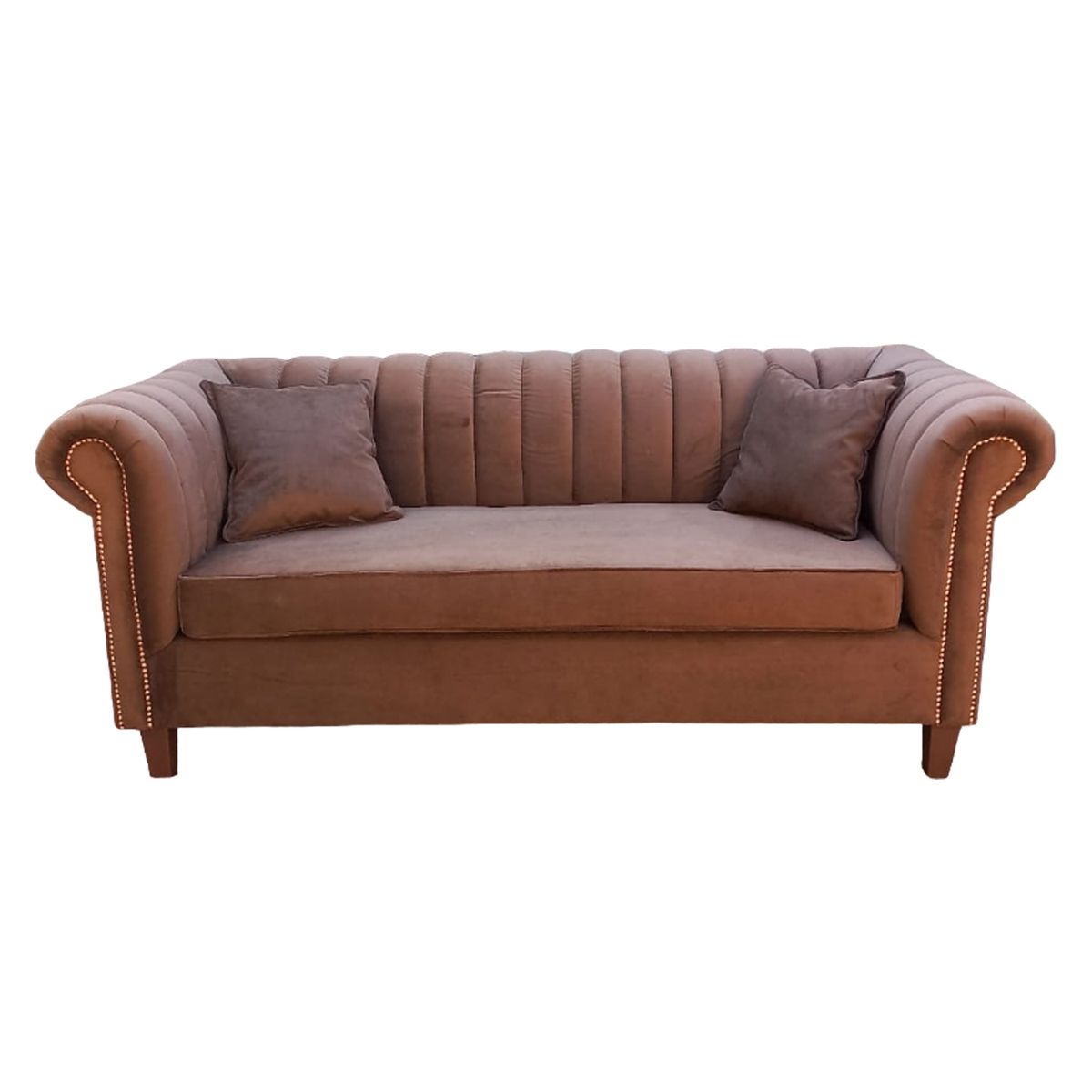 MUEBLERIA LATINA - SOFA FELPA 3 CUERPOS LINEAL BRABANTE CHOCOLATE