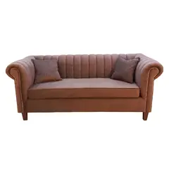 MUEBLERIA LATINA - SOFA FELPA 3 CUERPOS LINEAL BRABANTE CHOCOLATE