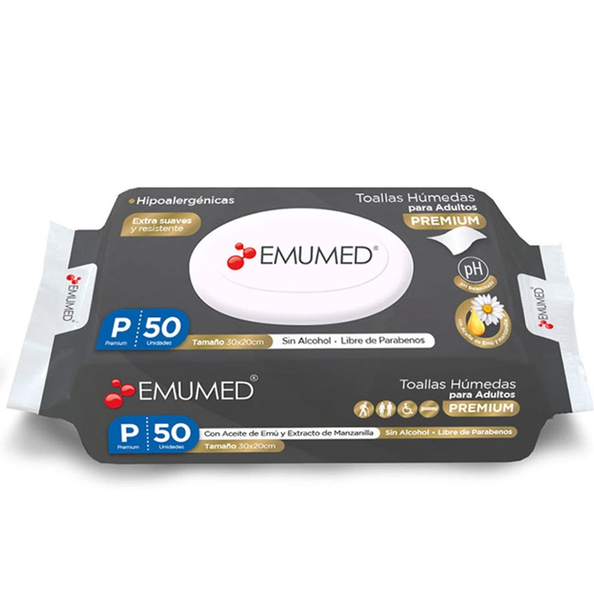 EMUMED - Toallas Húmedas Adulto - Emumed Premium - 50 Uds.