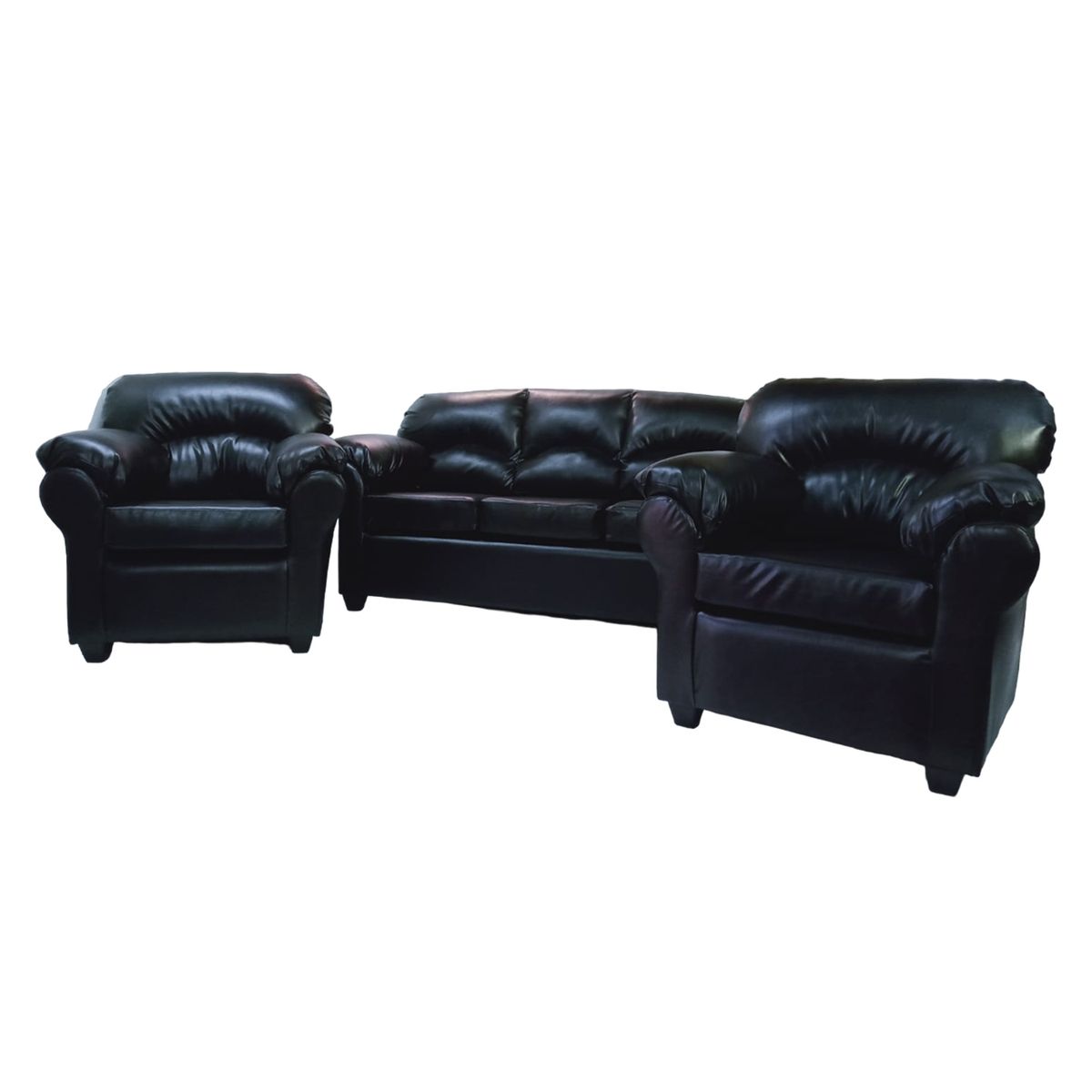 MUEBLERIA LATINA - LIVING PU ECOCUERO DECO 3-1-1 NEGRO