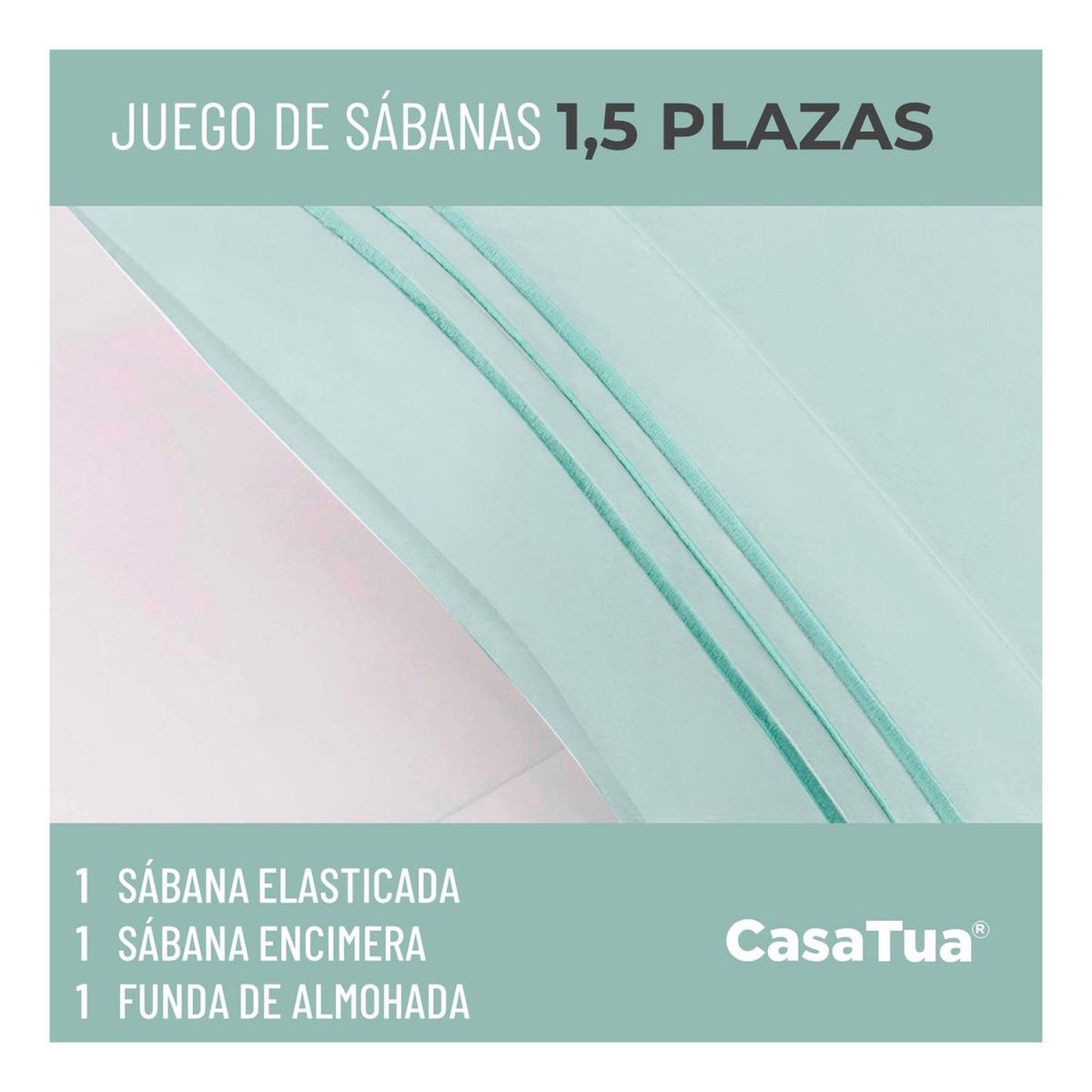 CASATUA - Sabana 1800 Hotel Ultra Suave Funda Bordada - Turquesa - 1,5 plazas