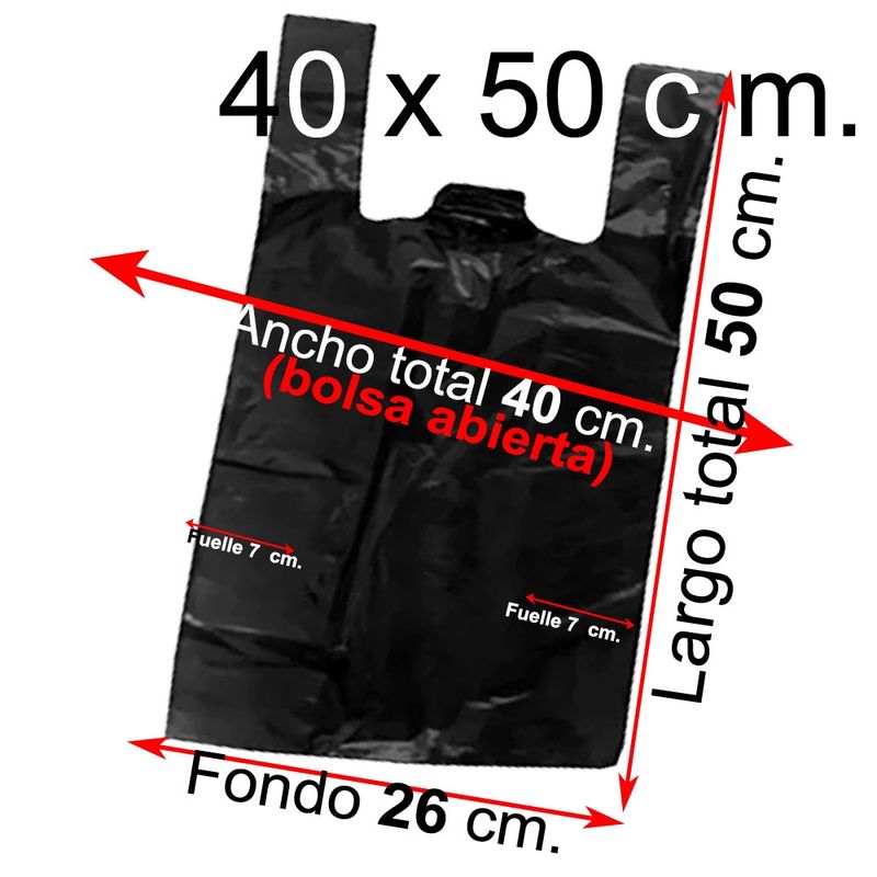 GENERICO - Bolsas Plásticas Tipo Camiseta - 40x50 - 100 Unidades