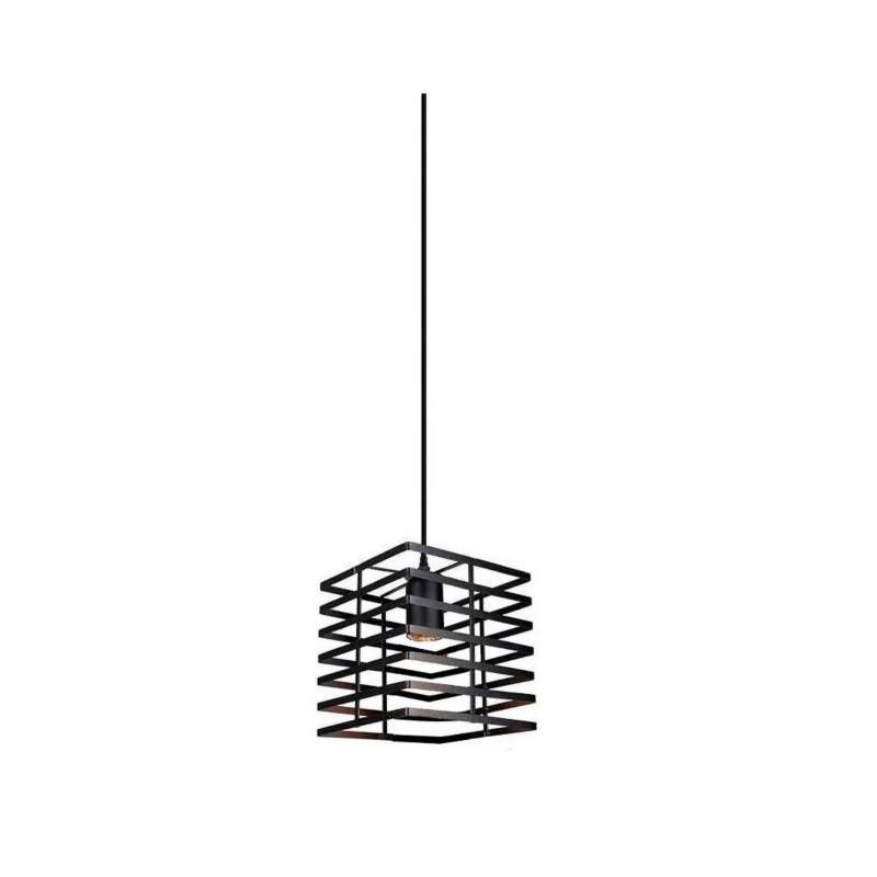 GENERICO - Lampara Colgante Tipo Jaula Cuadrada Fierro Moderno.