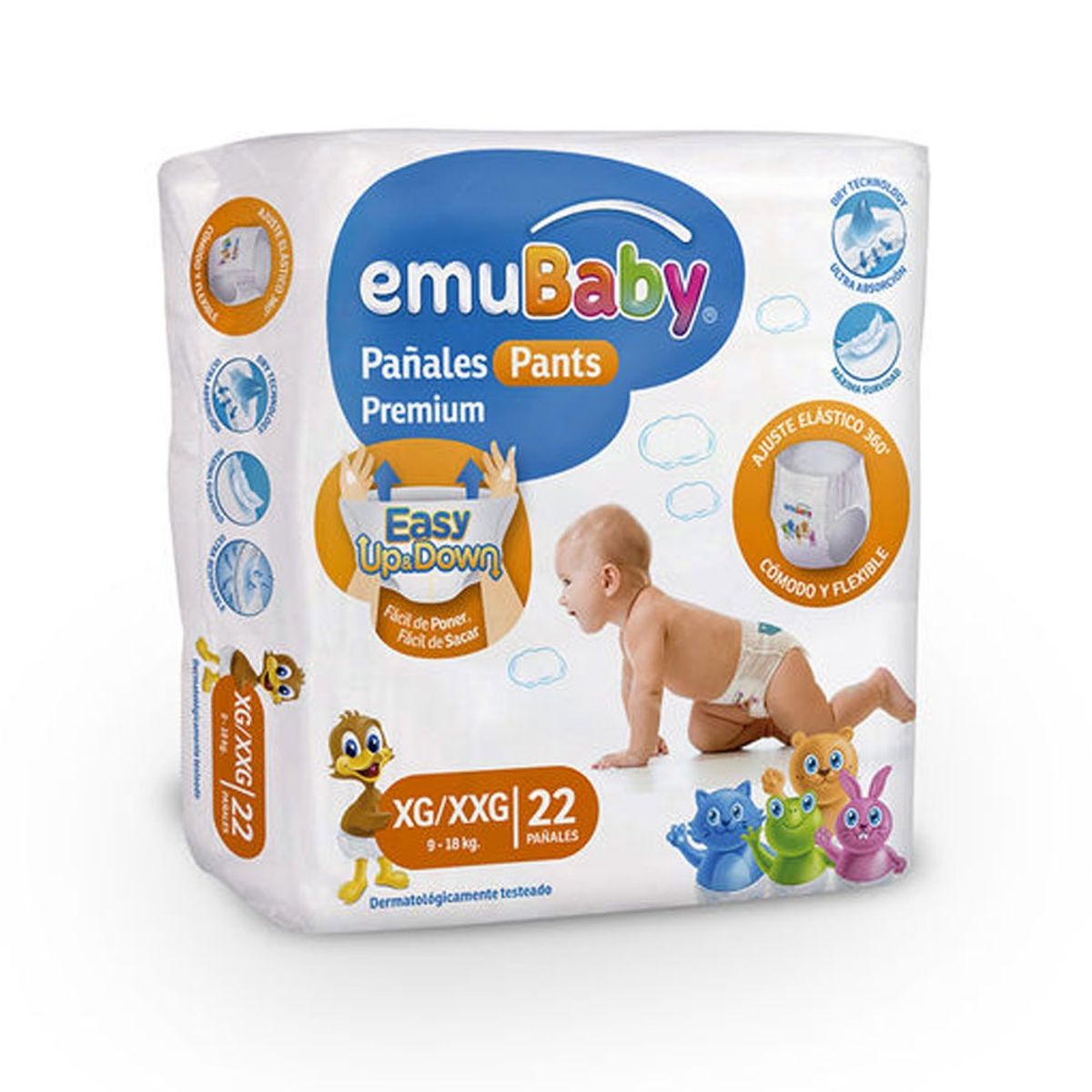 EMUBABY - Pañal Emubaby Pants Premium - Pull Up - XG/XXG - 22 Uds.