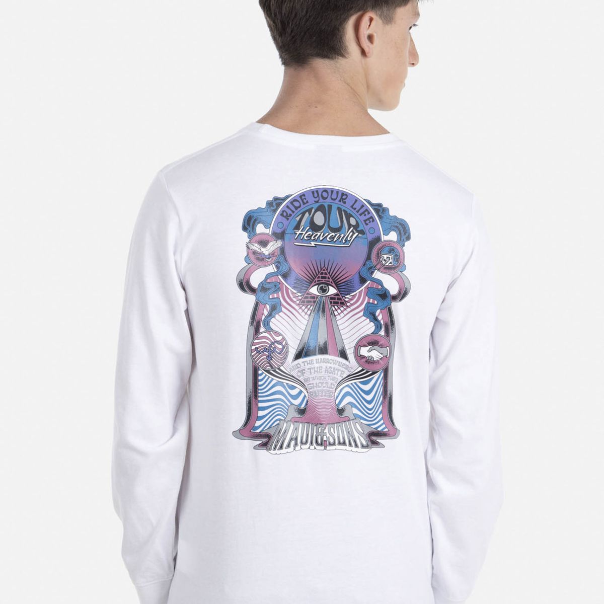 MAUI AND SONS - Polera SURF CO. LS TEE Juvenil Blanco Maui & Sons