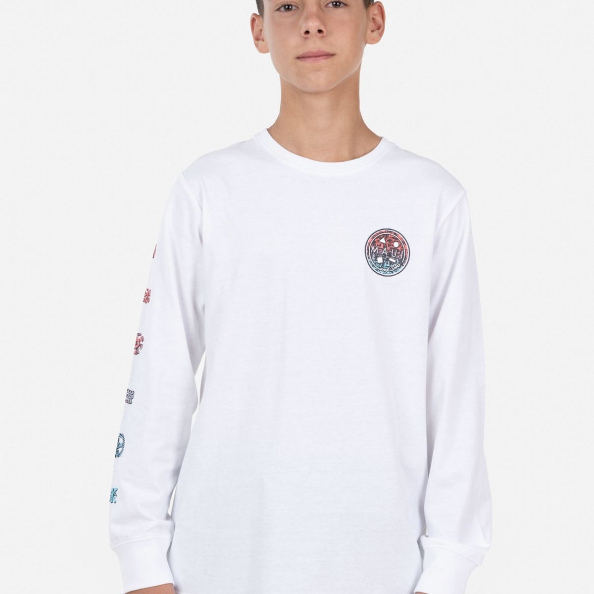 MAUI AND SONS - Polera LOS ANGELES LS TEE Juvenil Blanco Maui & Sons