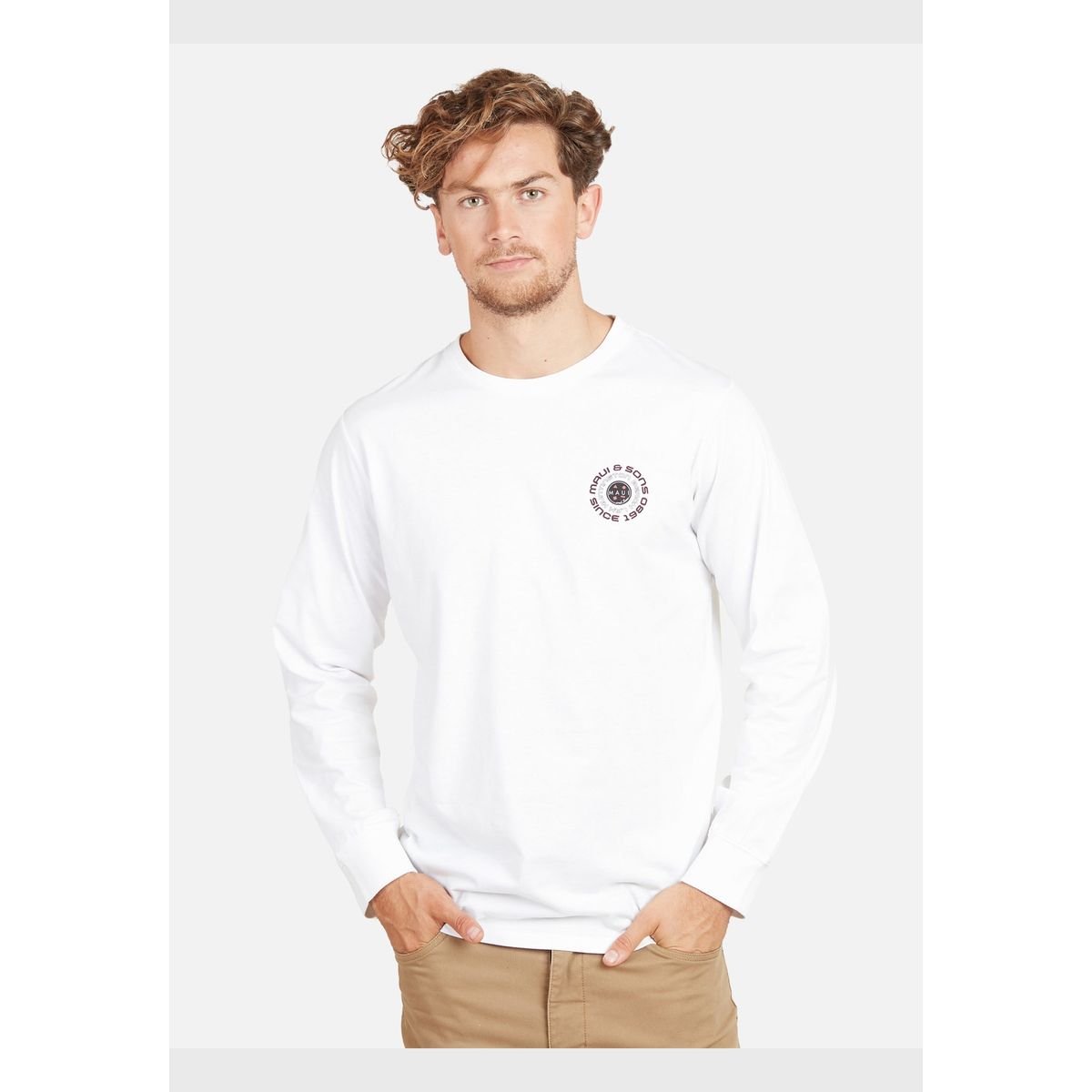 MAUI AND SONS - Polera LAX HUNTINGTON BEACH Hombre Blanco Maui & Sons