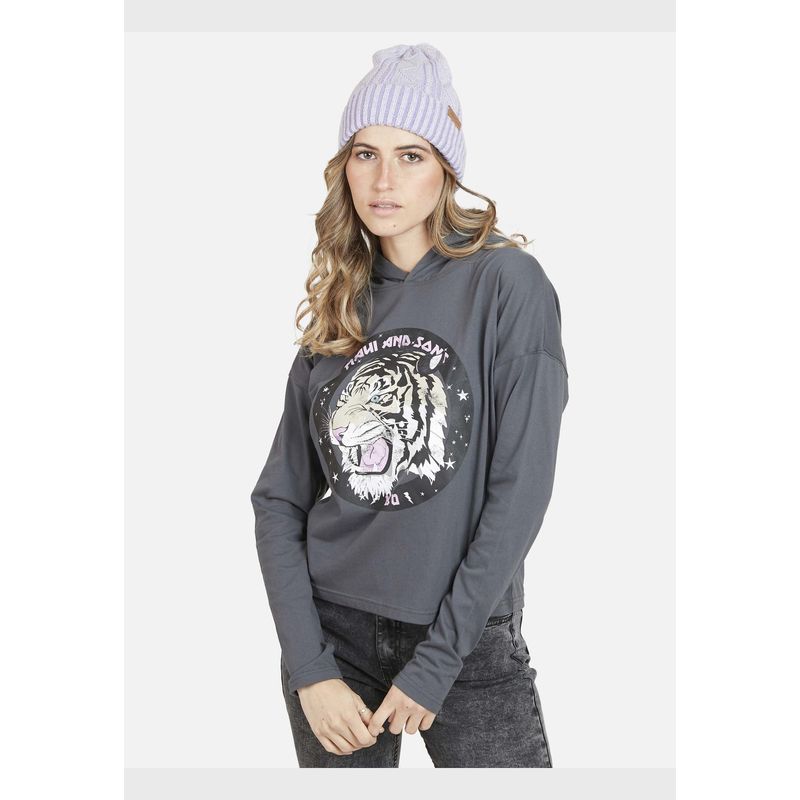 MAUI AND SONS - Polera TIGGER Manga Larga Mujer Gris Maui & Sons