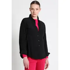 LIOLA - Blusa Camisera Fluida Negro