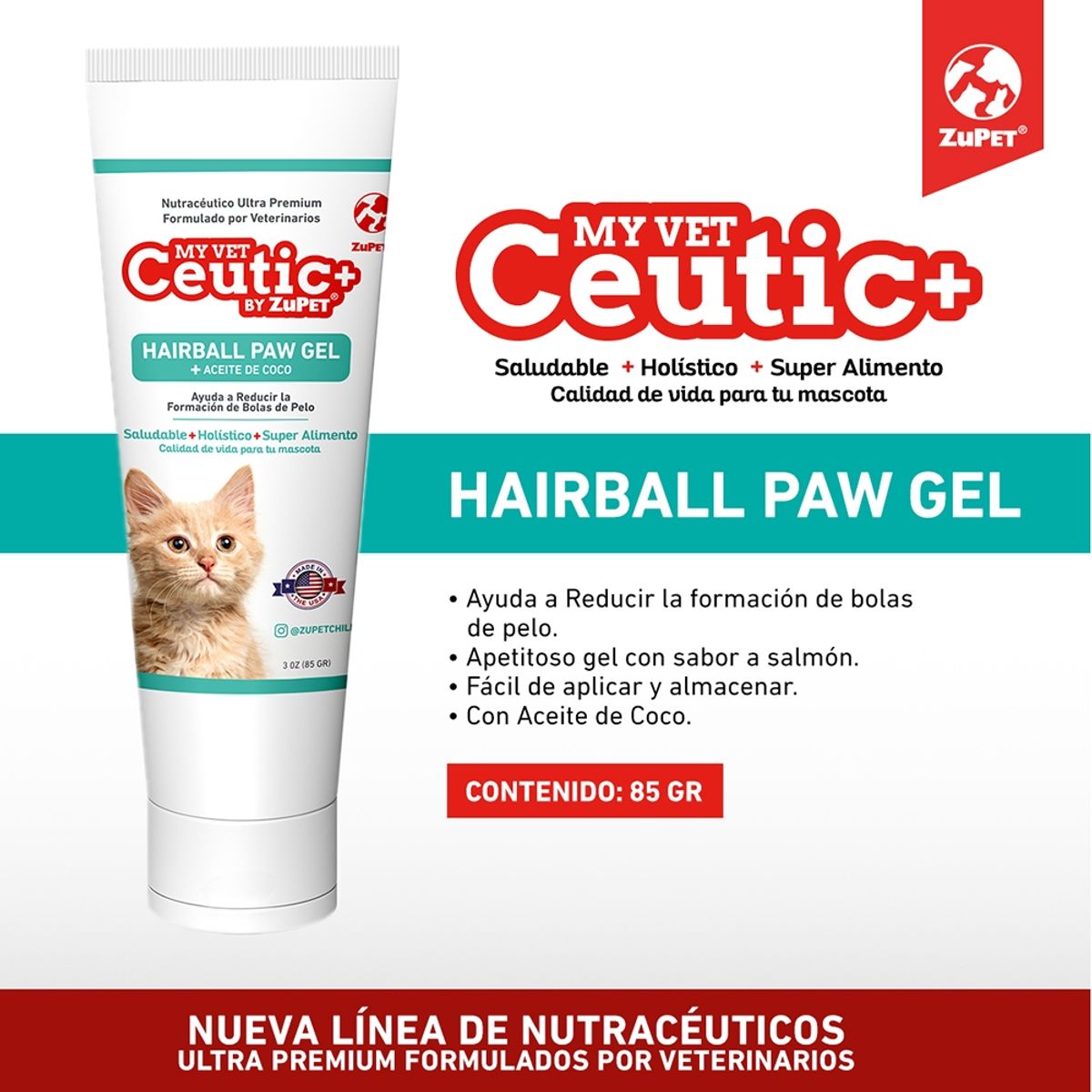 GENERICO - Suplemento en gel para Gatos - REDUCE La FORMACIÓN de BOLAS DE PELO