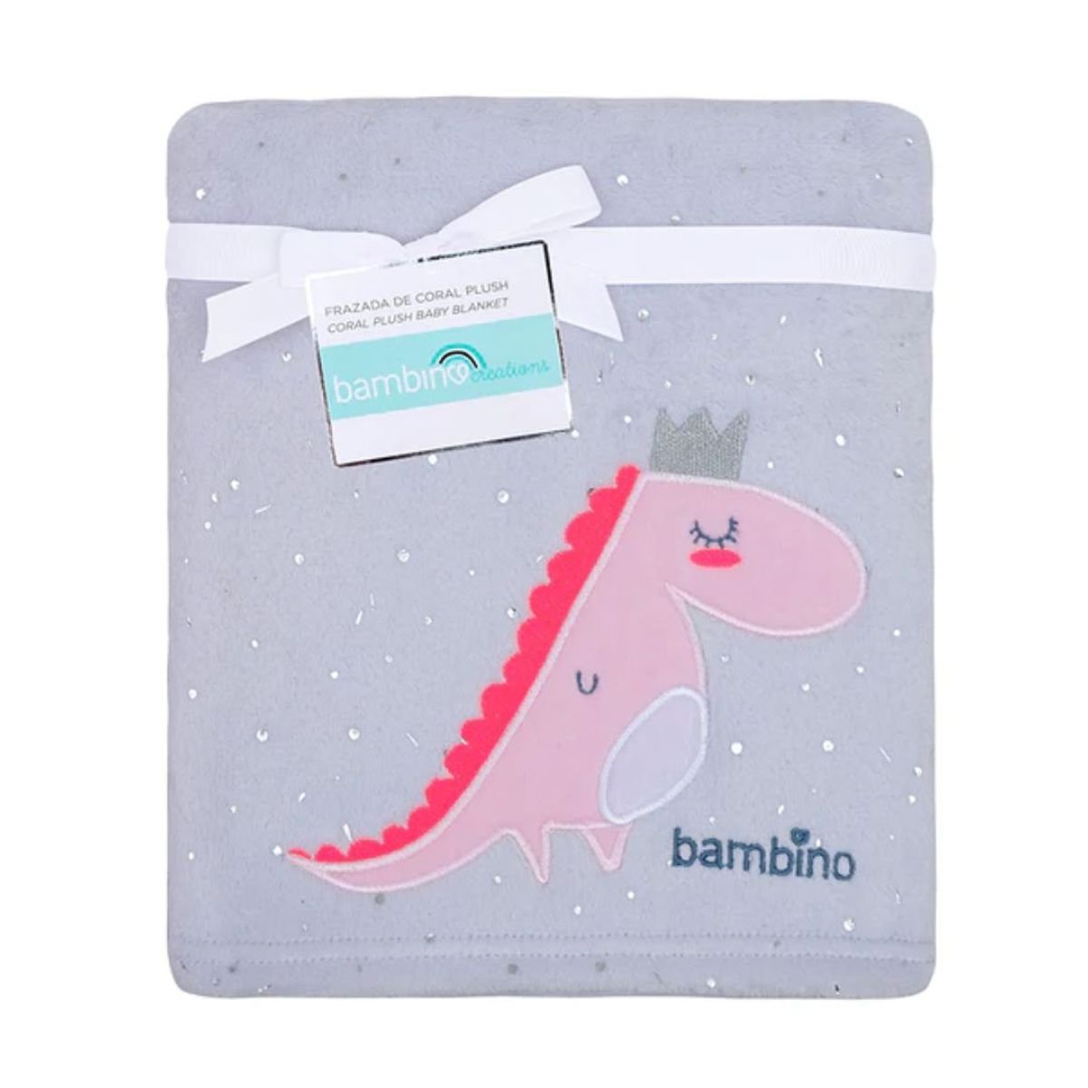 BAMBINO - Manta con dino rosado para bebé