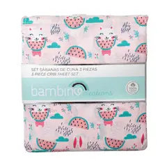 BAMBINO - Set de sábanas rosadas para cuna de bebé