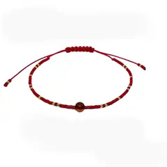 CORAZÓN DE ÁMBAR - Pulsera roja protección con ámbar báltico y delicas bañadas en oro