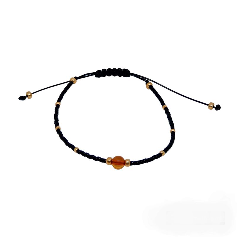 CORAZÓN DE ÁMBAR - Pulsera negra contra el mal de ojo