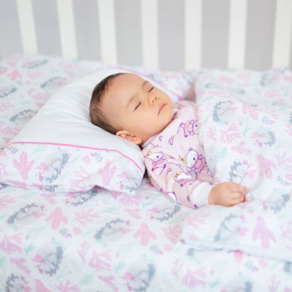 BAMBINO - Set de sábanas rosadas para cuna de bebé