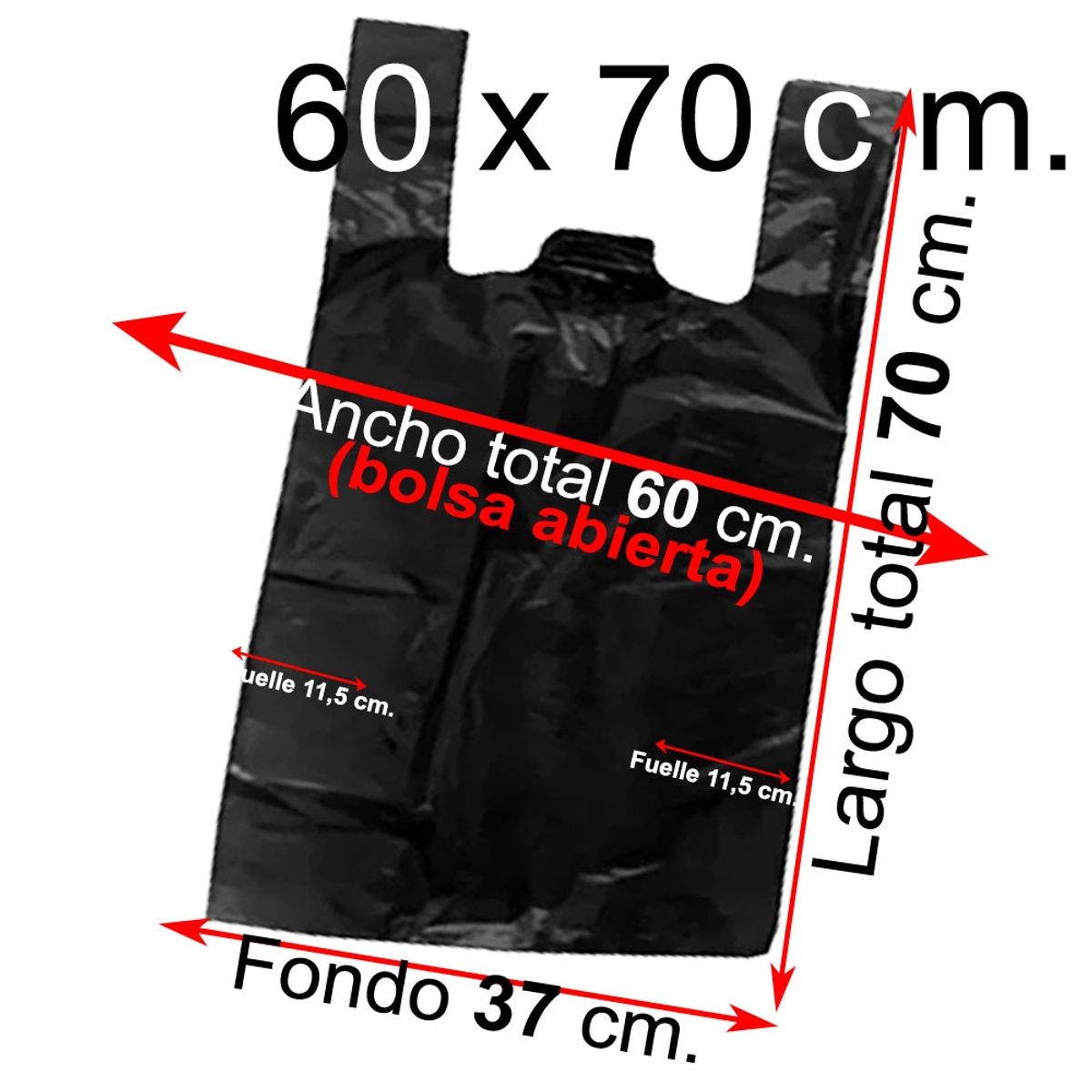 GENERICO - Bolsas Camiseta Para Basura Plásticas - 60x70 - 100 Unidades