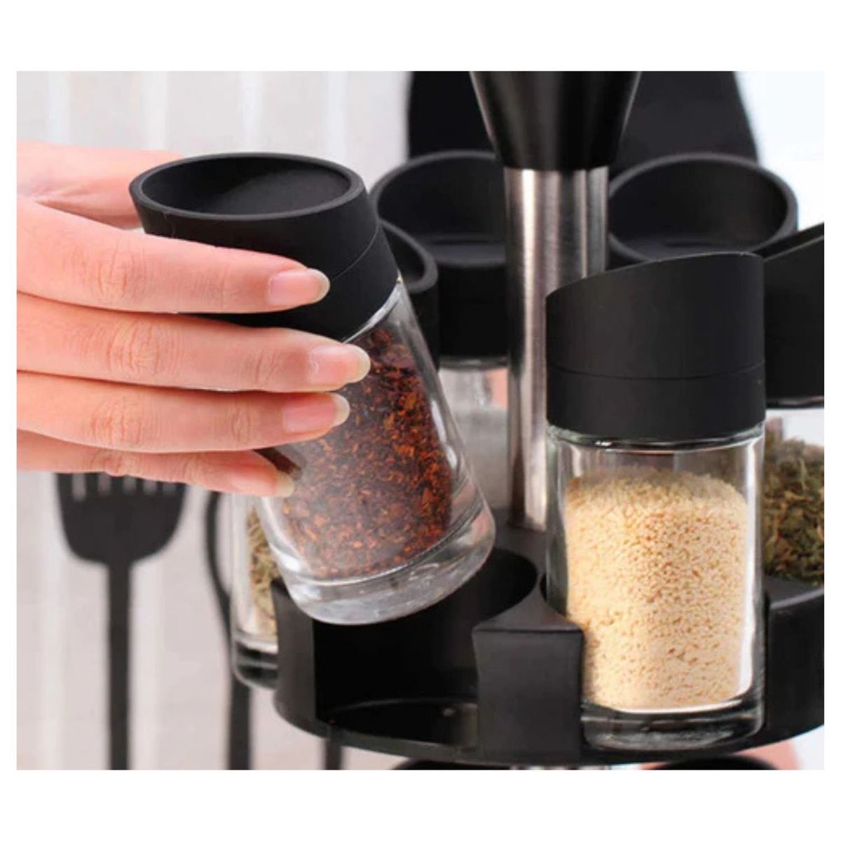 GENERICO - Set 6 Especieros Condimento Giratorio 360 Dosificador..
