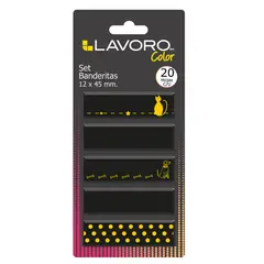 LAVORO - Banderitas Adhesivas 5U.20H Negro/Dorado
