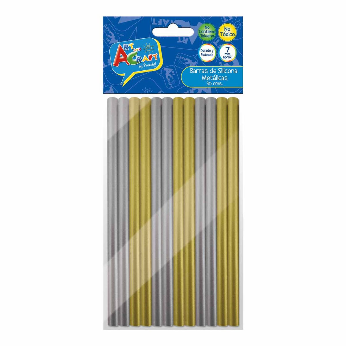 PRONOBEL - Adhesivo En Barra Silicona 12 Un Dorado-Plateado Art & Craft