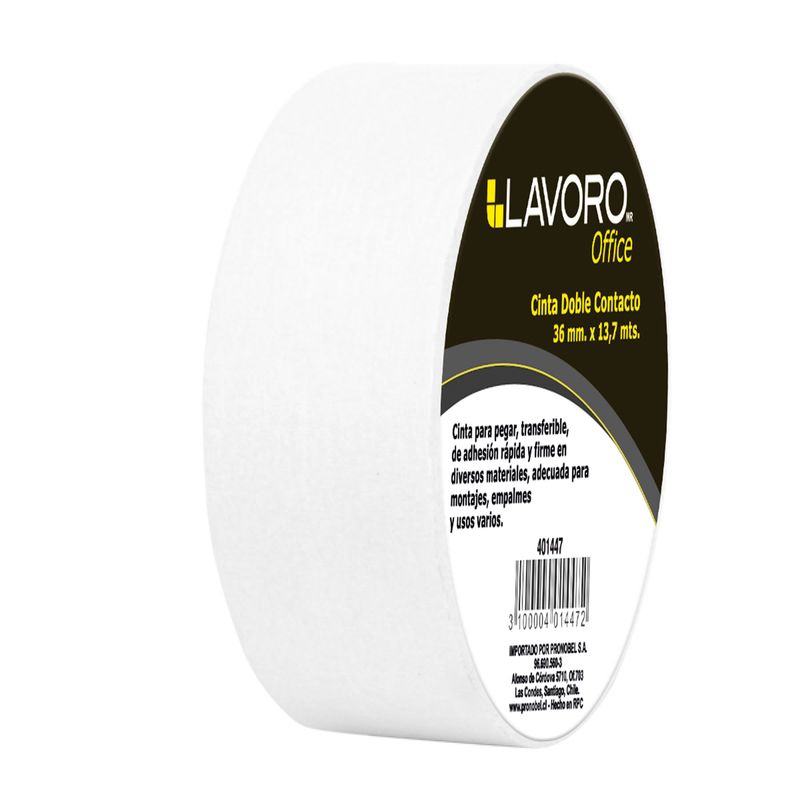 LAVORO - Cinta Doble Contacto 36 mm x 13.7 m Blanco Lavoro
