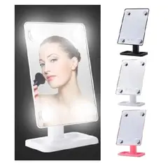 GENERICO - Espejo 4 Bombillas Luces Led Tactil Maquillaje Giratorio /228055 Negro