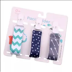 GENERICO - 3 Porta chupete Bebe diseño flecha puntito