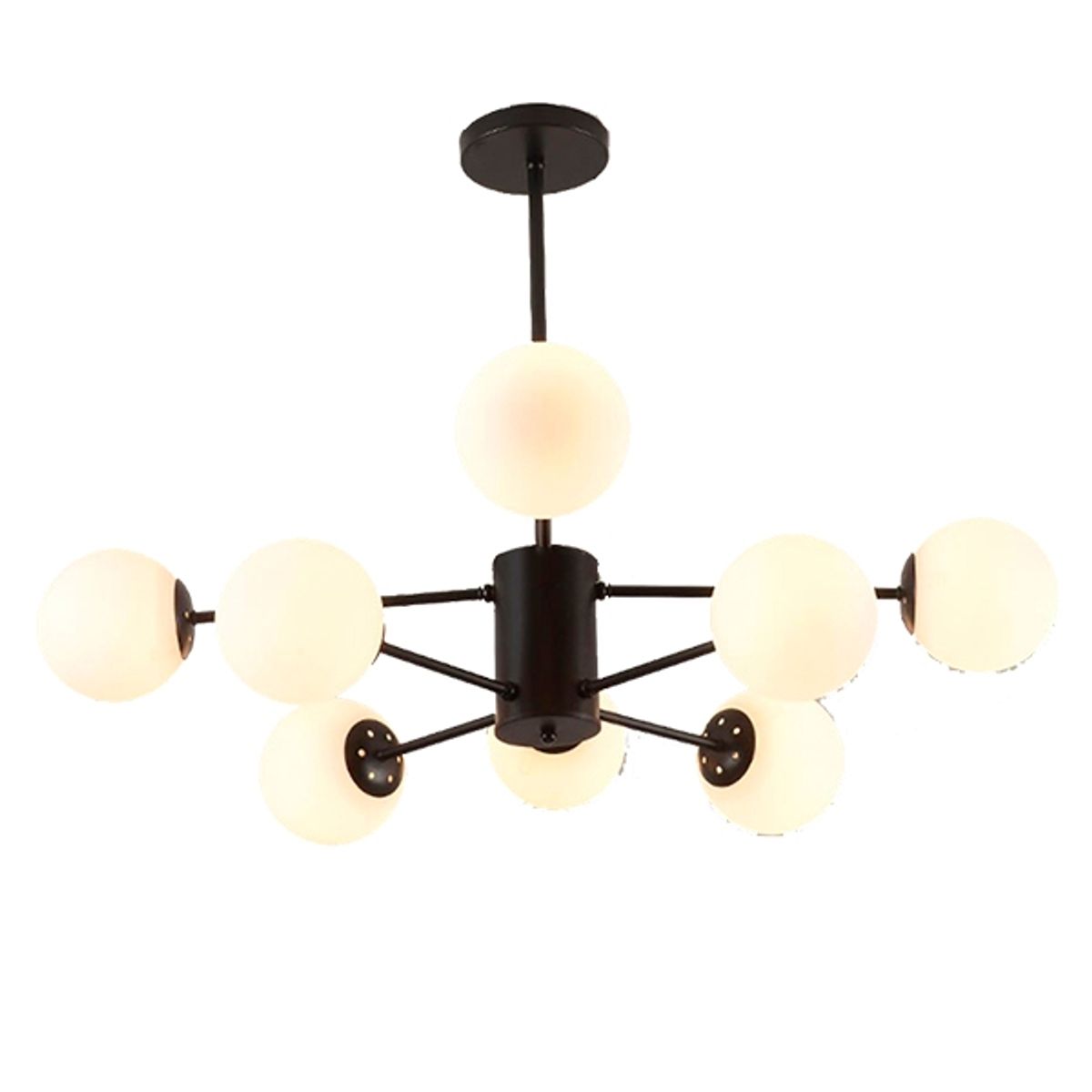 GENERICO - Lampara De Techo Negra Metalica 8 Tulipas Ampolletas incluidas