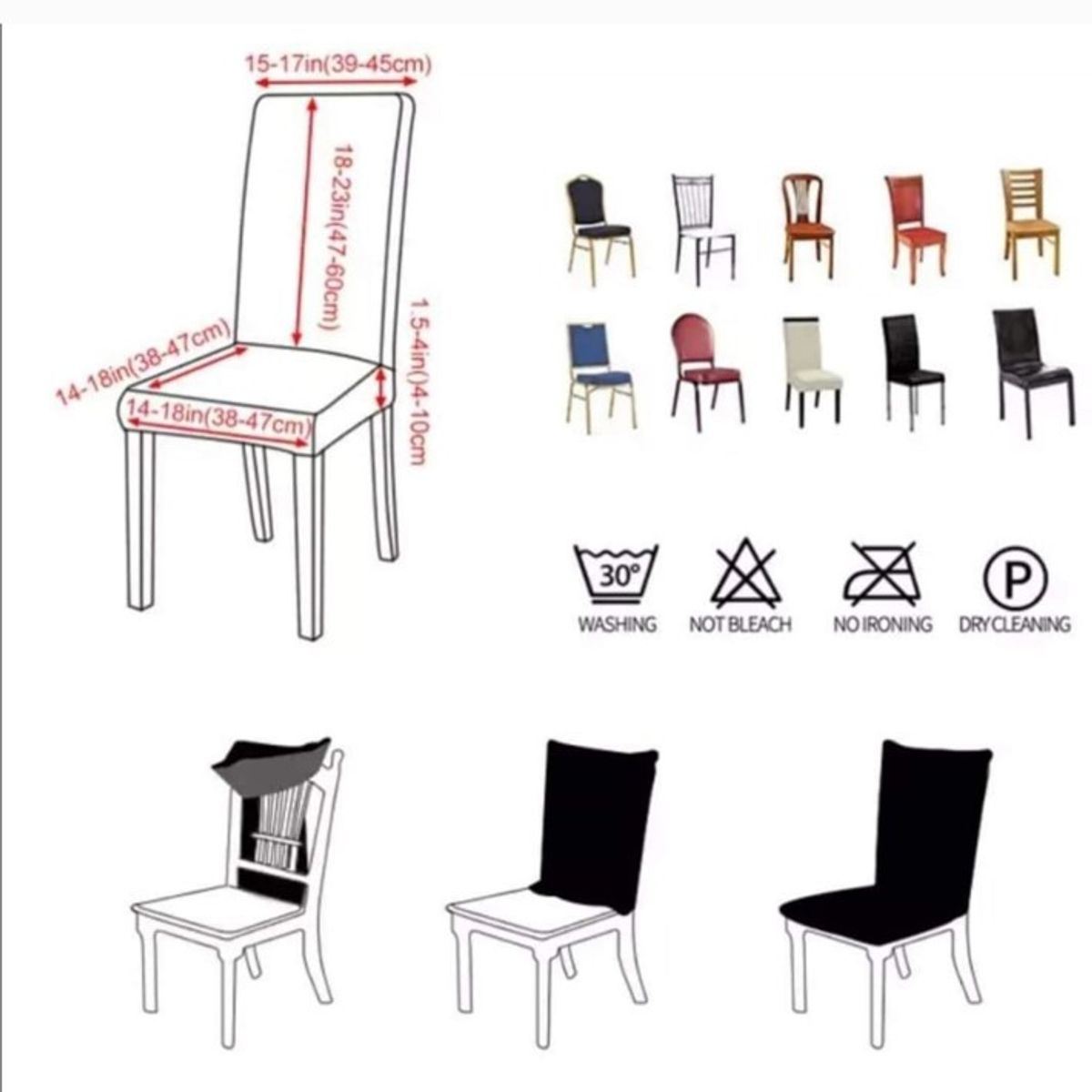 GENERICO - Pack de 8 fundas Cubre Sillas de comedor CUADRILLE