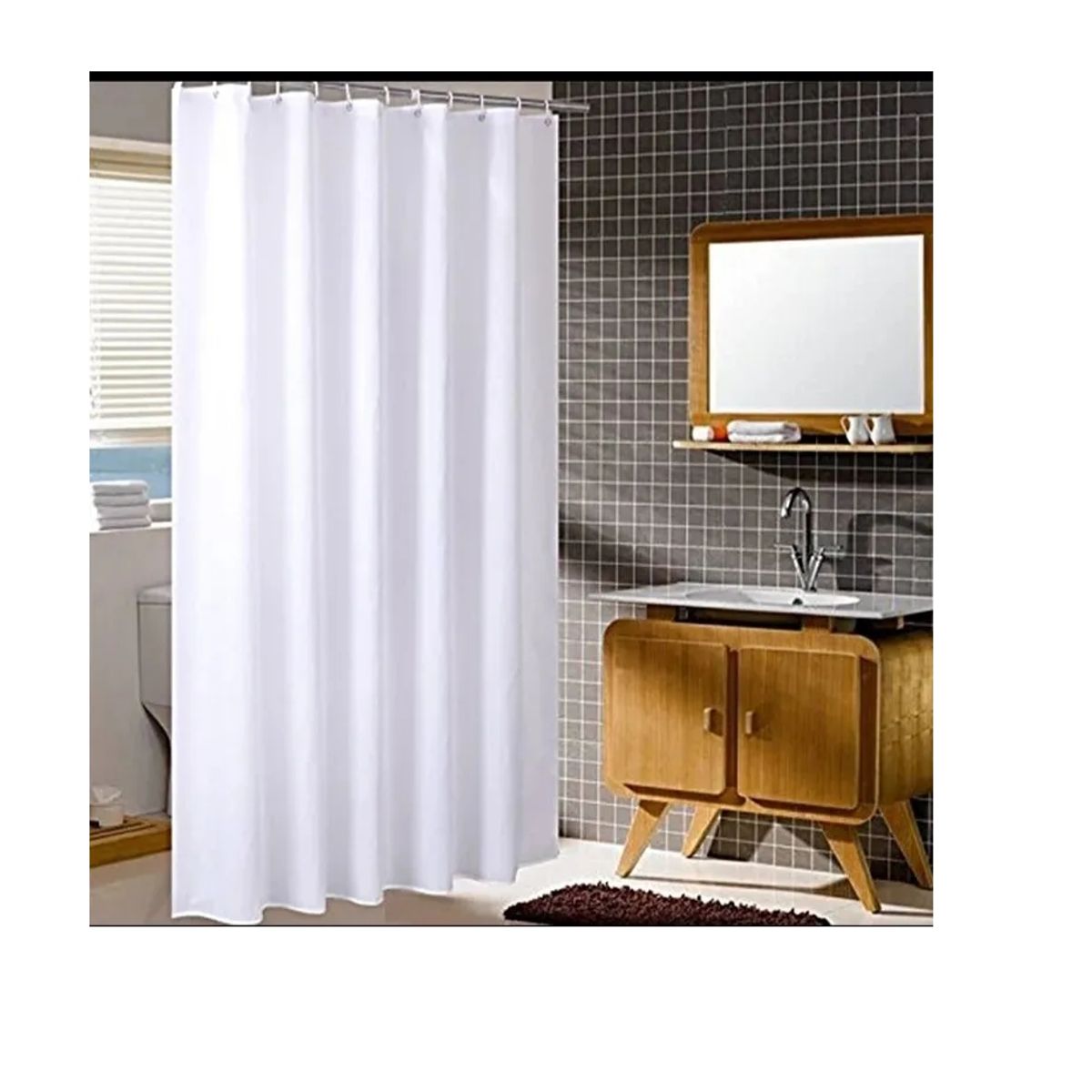 CARIBEE - Cortina Baño Ducha Poliéster 180x180  Blanco