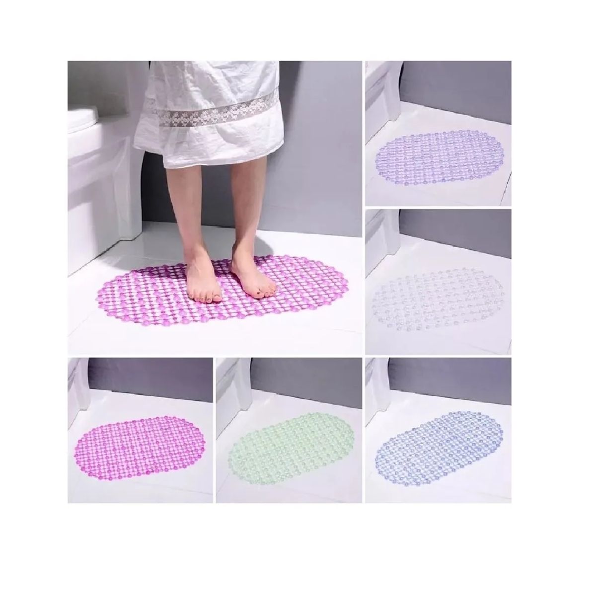 CARIBEE - Alfombra Antideslizante Goma Piso De Ducha Tina Baño Rosa