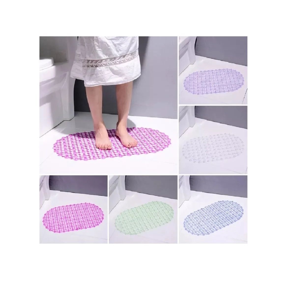 CARIBEE - Alfombra Antideslizante Goma Piso De Ducha Tina Baño Rosa