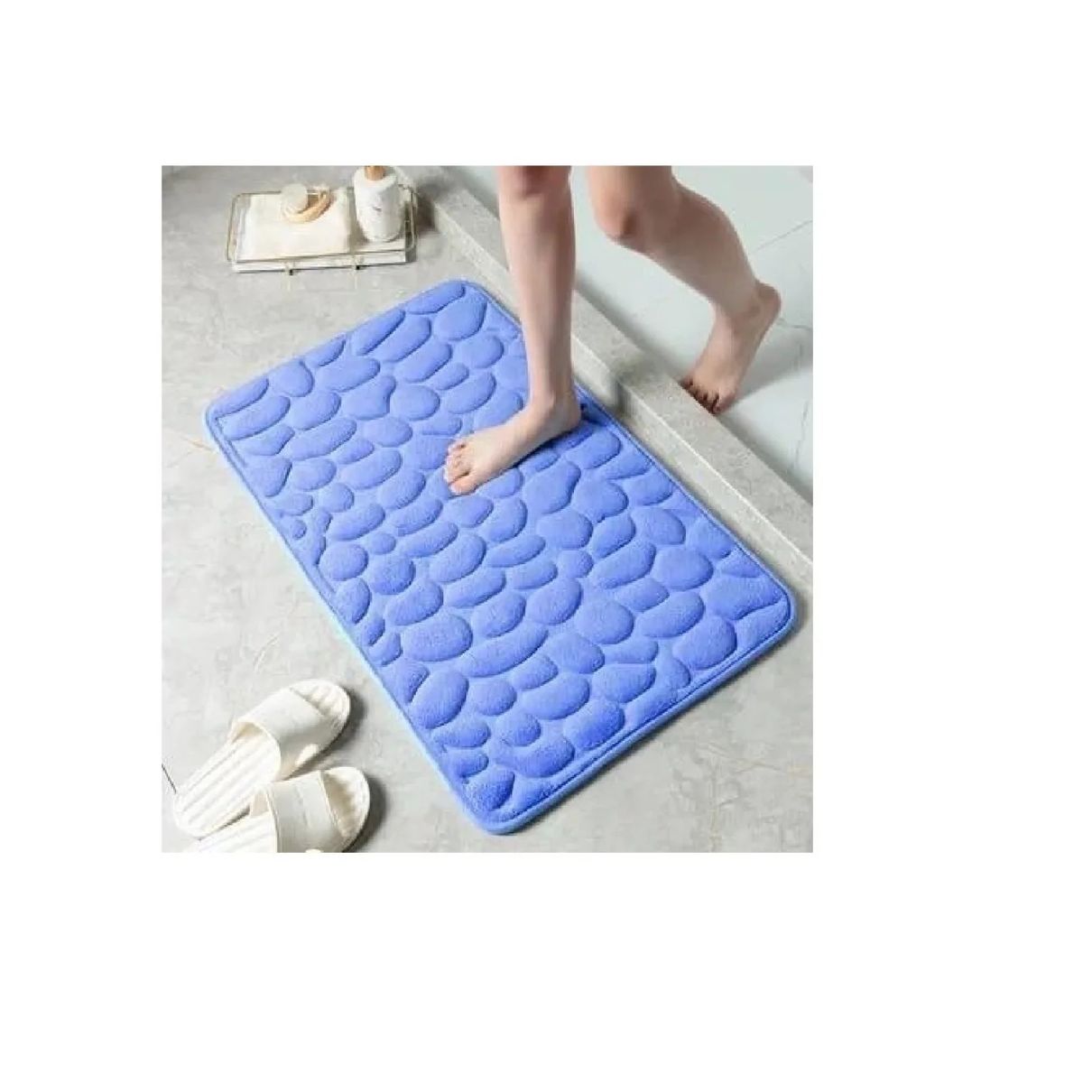 CARIBEE - Alfombra De Baño Absorbente Suave Baño Piedras  Azul