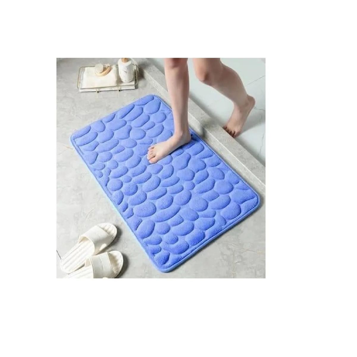 CARIBEE - Alfombra De Baño Absorbente Suave Baño Piedras  Azul