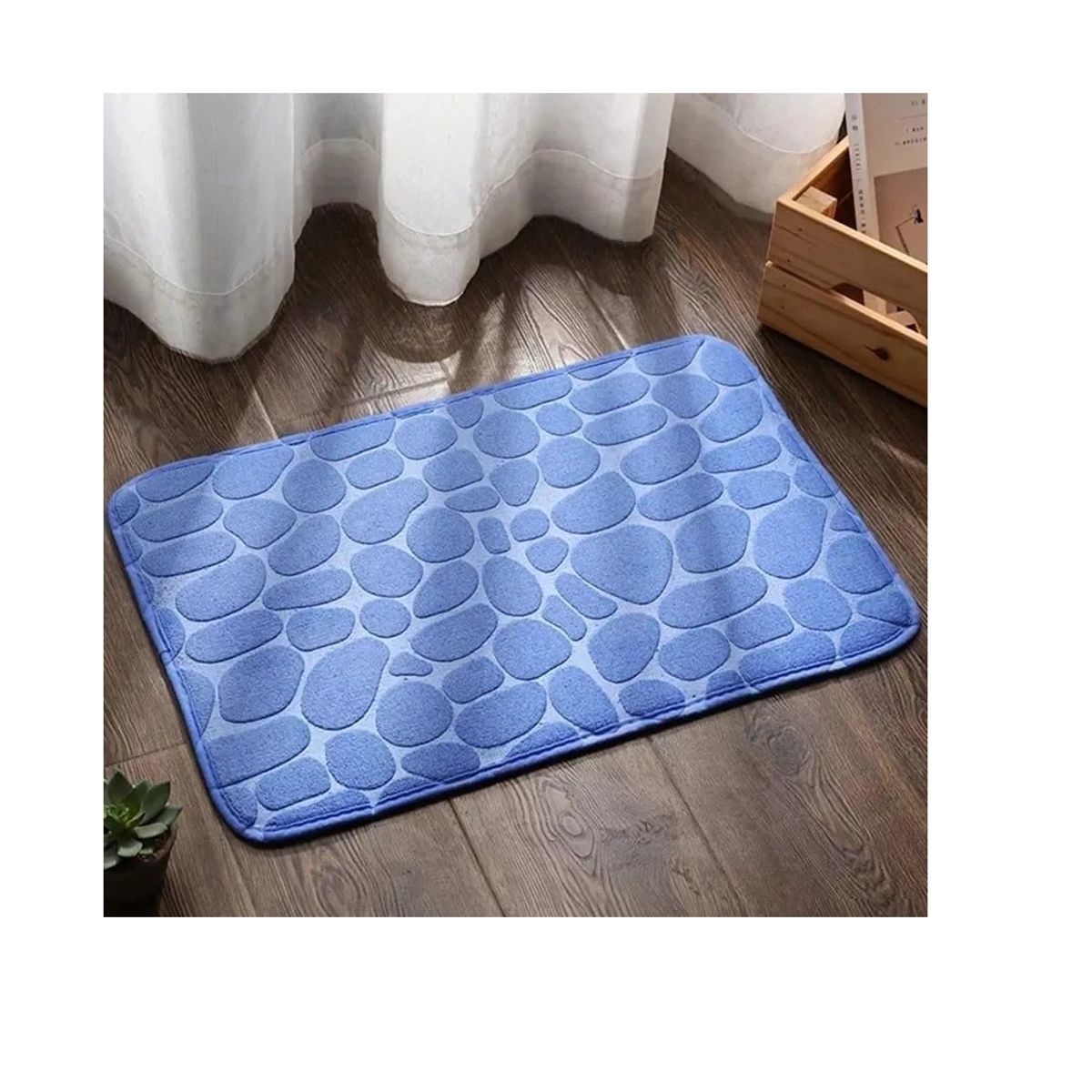 CARIBEE - Alfombra De Baño Absorbente Suave Baño Piedras  Azul