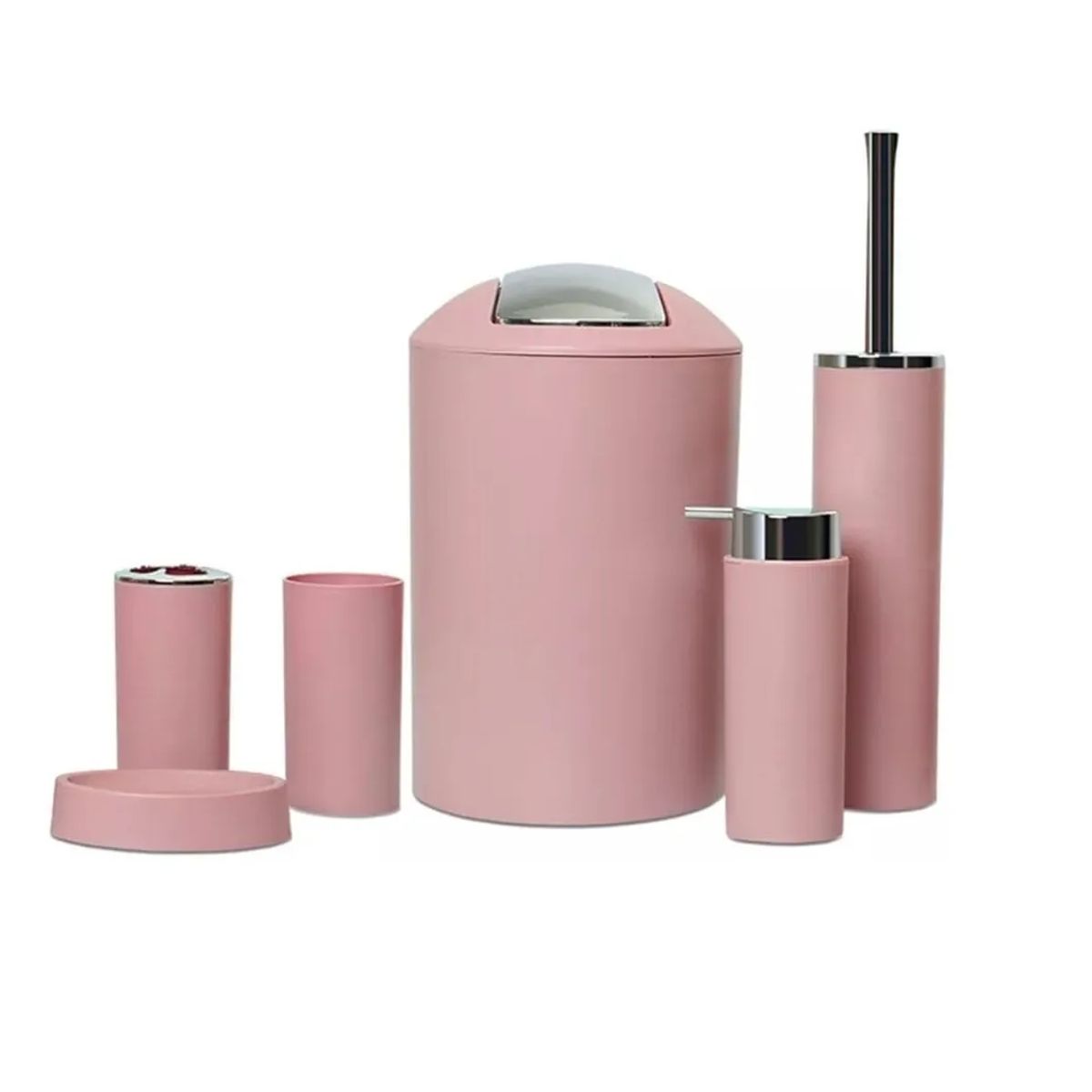 CARIBEE - Set Juego De Baño 6 Piezas Accesorios Elegante Rosa