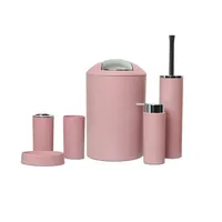 Set Juego De Baño 6 Piezas Accesorios Elegante Rosa