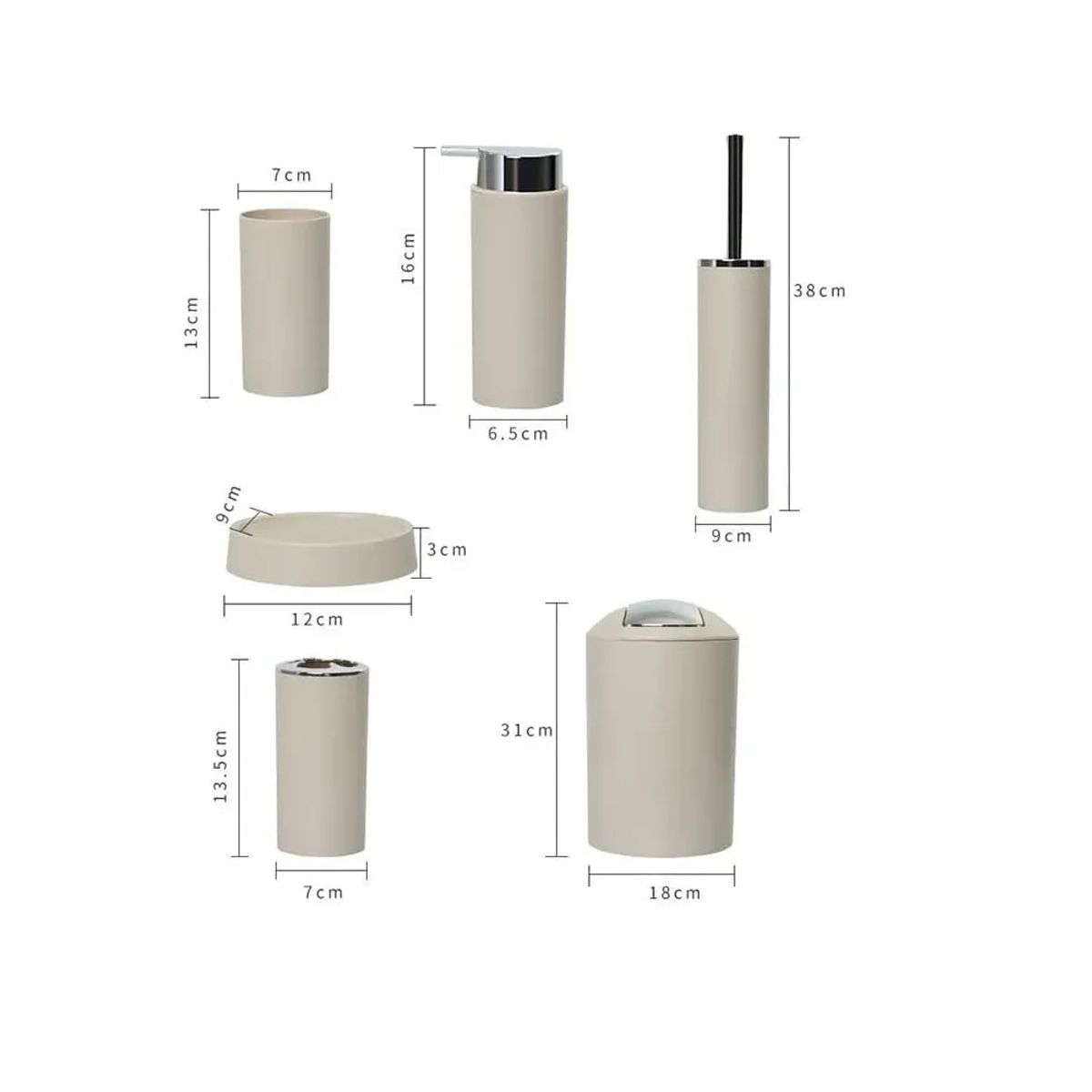 CARIBEE - Set Juego De Baño 6 Piezas Accesorios Elegante Rosa