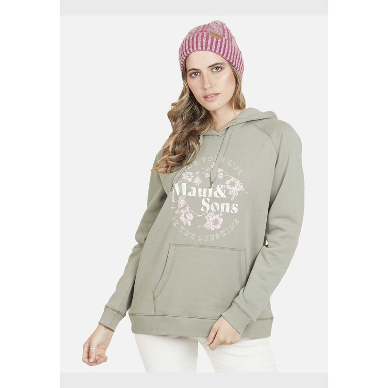 MAUI AND SONS - Poleron HOODIE SUNSHINE Mujer Verde Maui and Sons