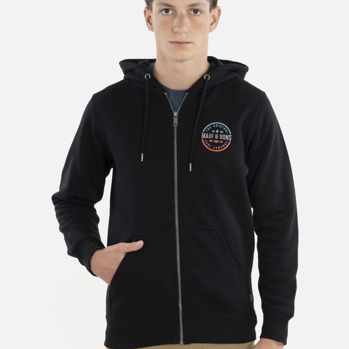 MAUI AND SONS - Poleron SURF CO. Juvenil Negro Maui and Sons