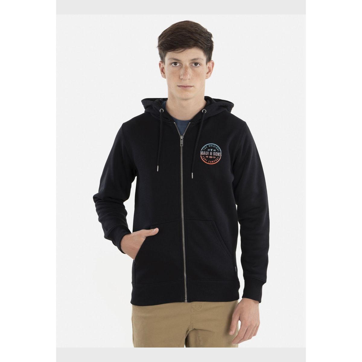 MAUI AND SONS - Poleron SURF CO. Juvenil Negro Maui and Sons