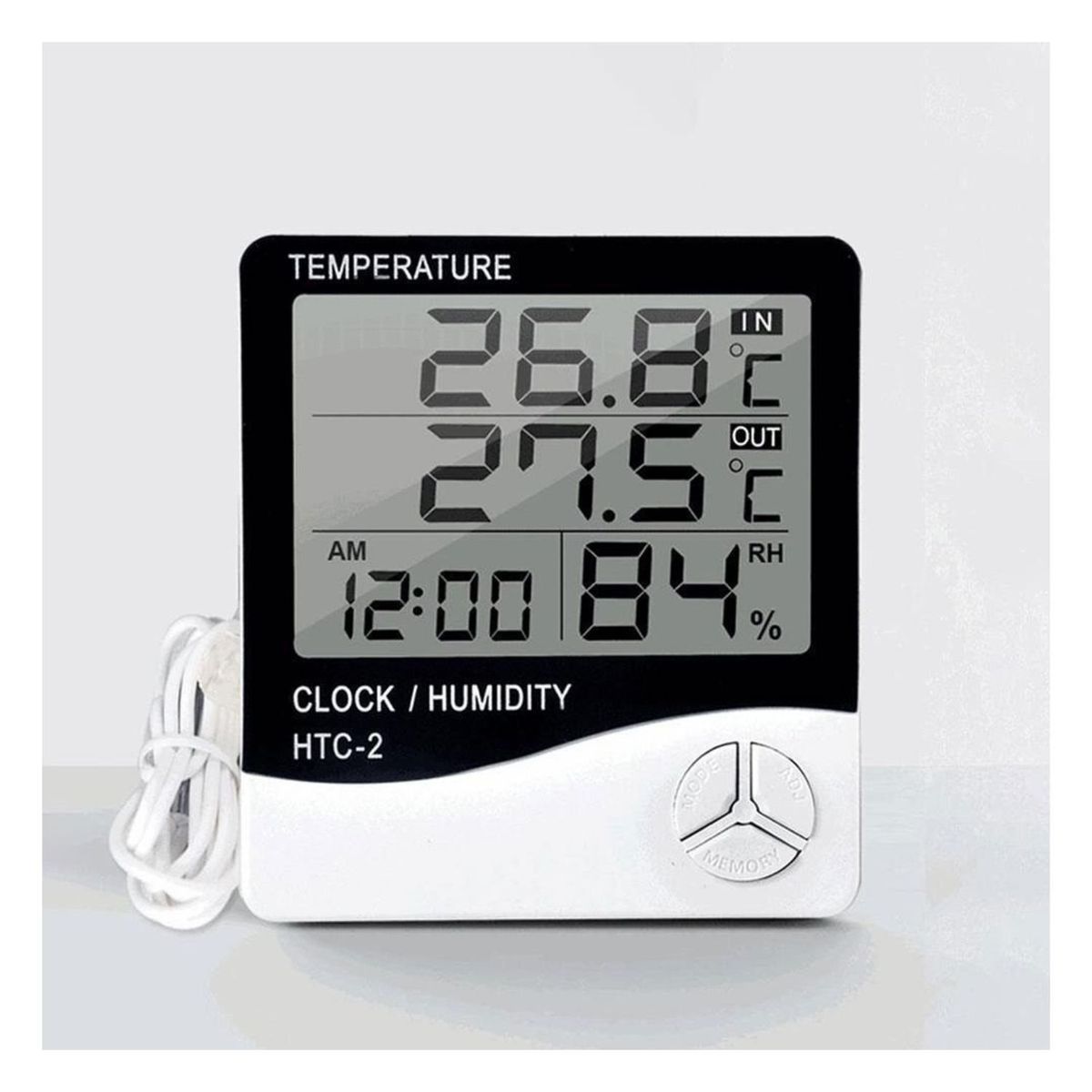 GENERICO - Termómetro Higrómetro Digital Htc-2 Sonda Reloj Alarma