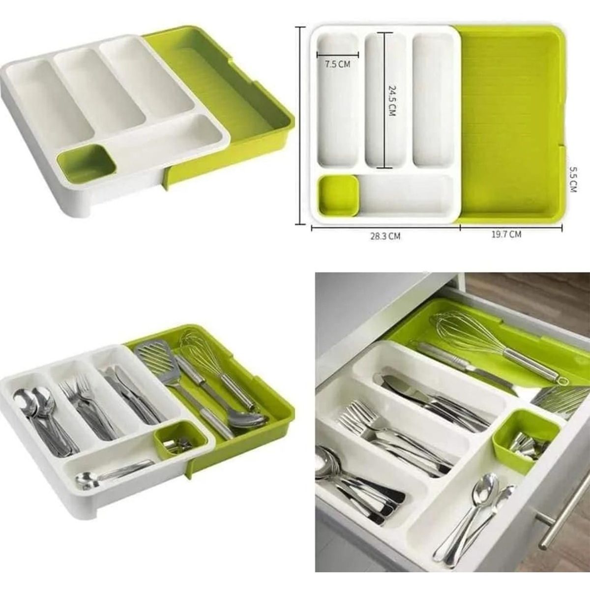 GENERICO - Organizador De Cubiertos Extensible Ajustable Cocina.