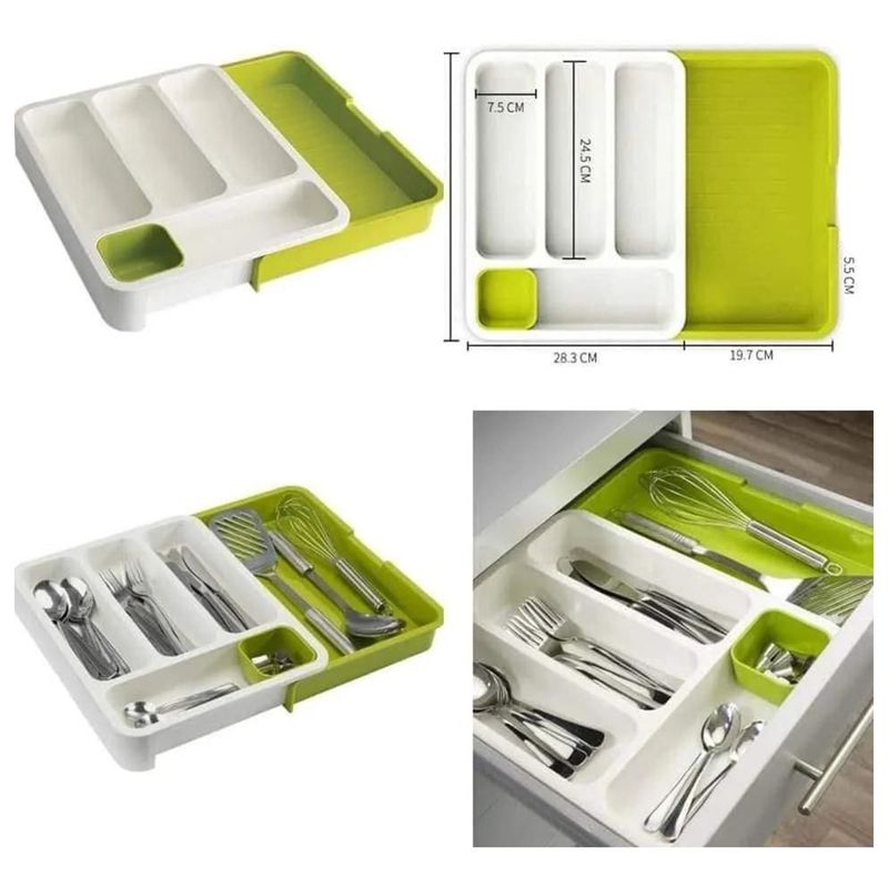 GENERICO - Organizador De Cubiertos Extensible Ajustable Cocina.