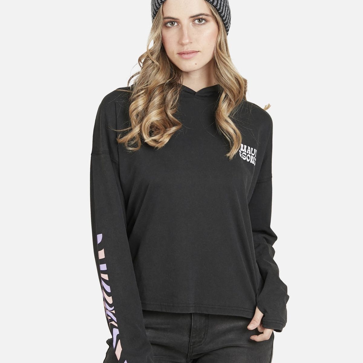 MAUI AND SONS - Polera MULTICOLOR PALM Mujer Negro Maui & Sons