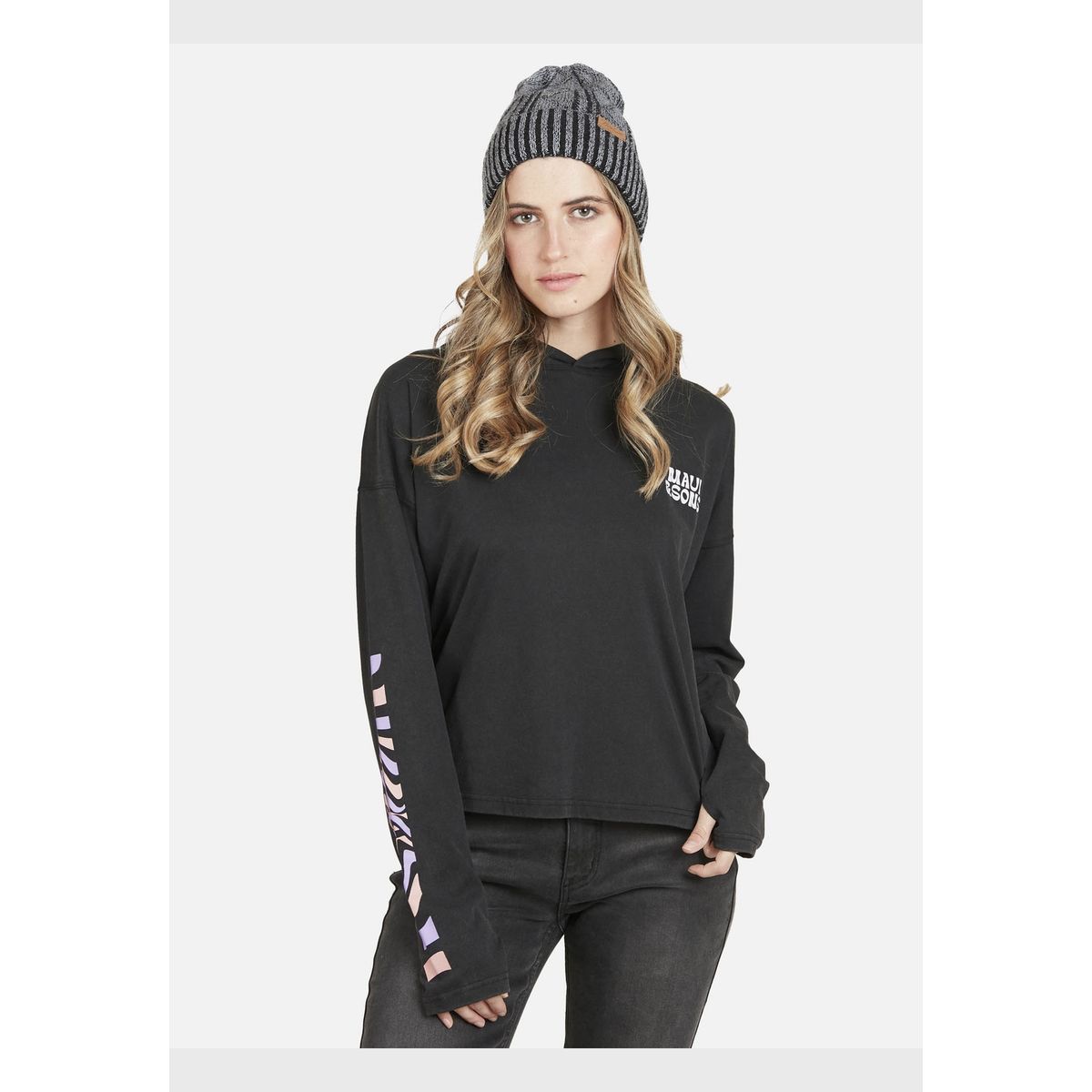 MAUI AND SONS - Polera MULTICOLOR PALM Mujer Negro Maui & Sons