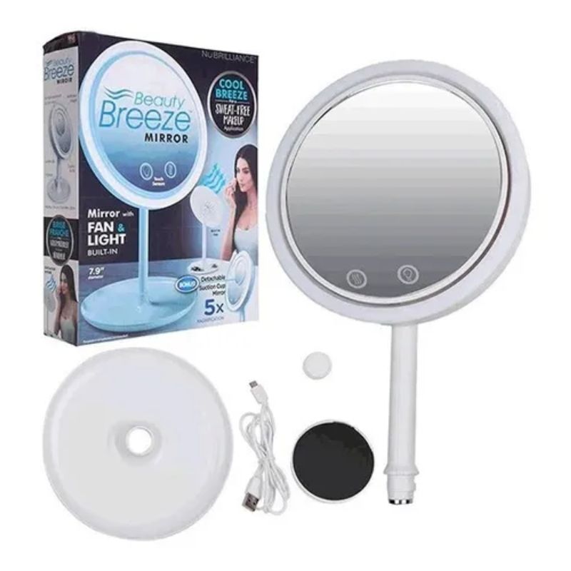 GENERICO - Espejo De Maquillaje Con Luz Led Y Ventilador - BLANCO