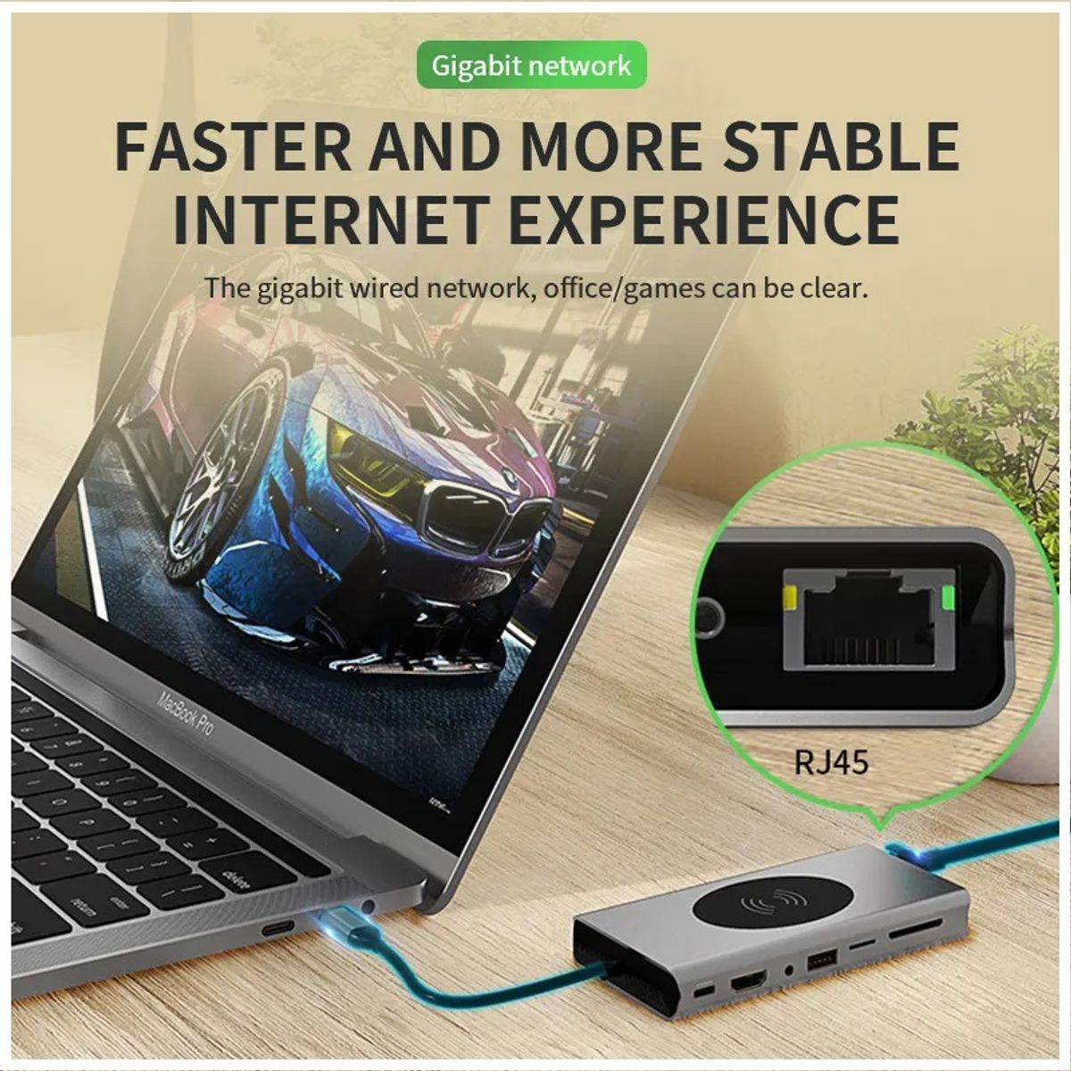 STARTECHOFFICE - Hub USB Tipo-C 15 en 1 Carga Inalámbrica, HDMI 4K, VGA, Ethernet, Lector de Tarjetas Puertos USB