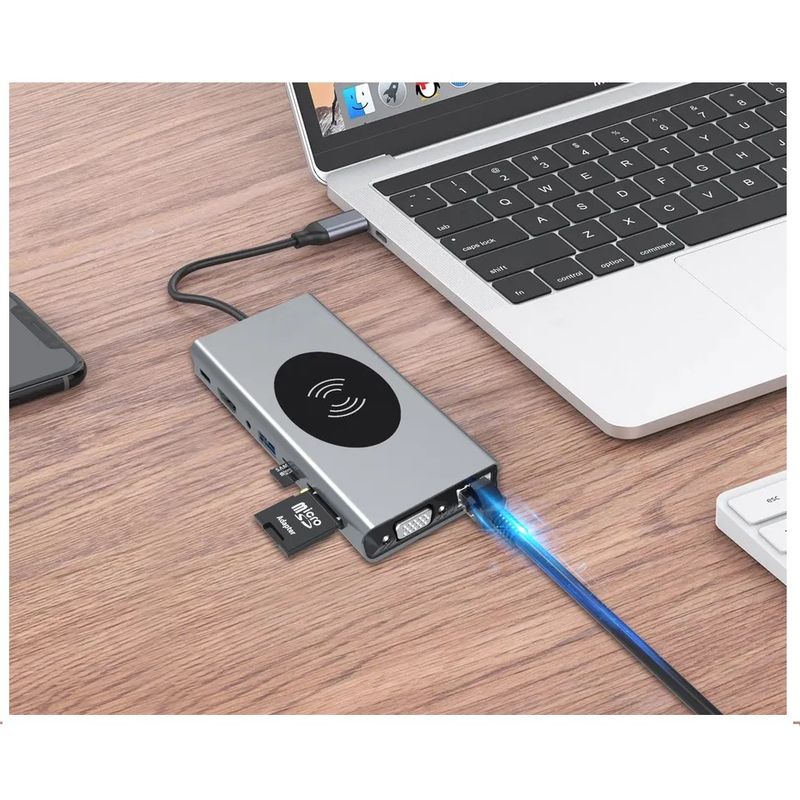 GENERICO - Hub Adaptador Usb TipoC 15 en 1 para MacBook y Windows Magnética