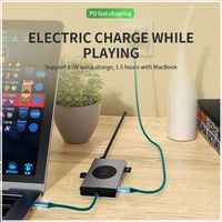 Hub USB Tipo-C 15 en 1 HDMI 4K, VGA, Ethernet Gigabit, Carga Inalámbrica, Lectores SD/TF Puertos USB